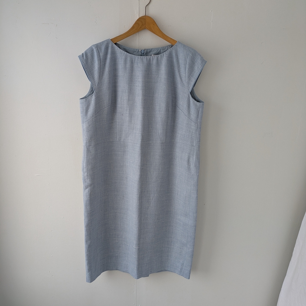 Max Mara Mainline White Label Ice Blue Shift Dress - Size L / 10